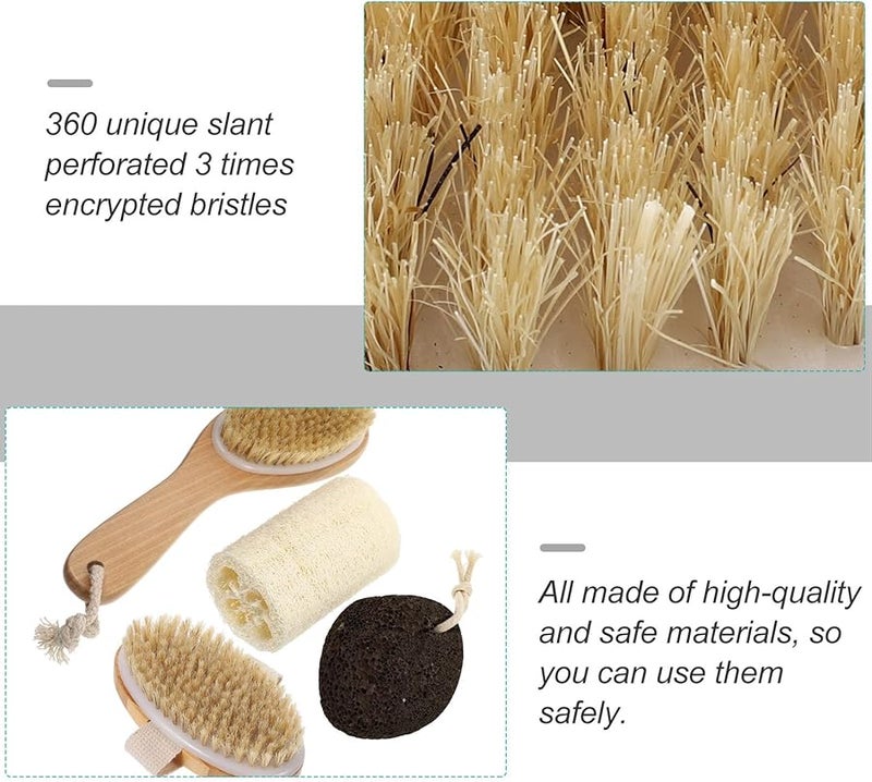4Pcs Loofah Bath Brush Set With Pumice Stone Body Scrubber For Shower Foot Care - Image 3
